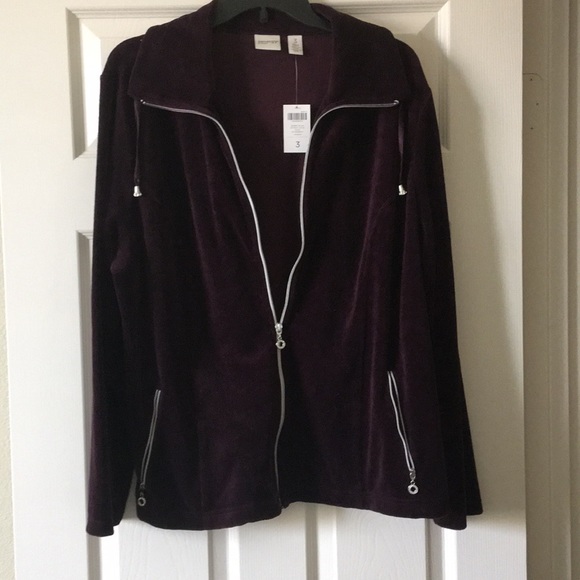 Chico's Tops - Chico’s Purple velour zip up sweatshirt.